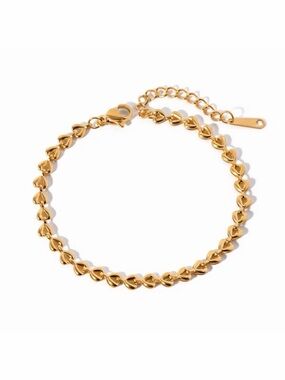 18K Gold Plated Dainty Heart Chain Bracelet